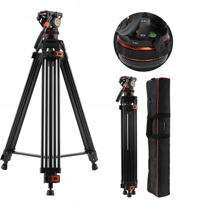 Attēls no Profesjonalny Statyw Filmowy do Filmowania VIDEO Gowica Olejowa K&F 192cm / KF09.147