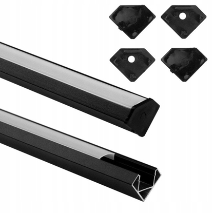 Picture of Profil Led R02 narony Eco Light EC20627 2m aluminium czarny + klosz mleczny