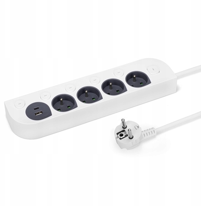 Attēls no Przeduacz elektryczny 4 gniazdowy + USB-A + USB-C MT143 Montis