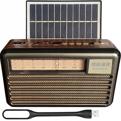 Picture of PS Radio przenone Liwa Retro z panelam solarnym(MK-193BT), FM, Bluetooth, USB, SD, AUX, lampka USB, szare