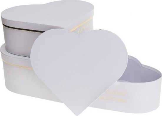 Picture of Pudeko Flower Box 3szt biae serce ROZETTE