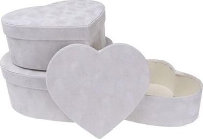 Picture of Pudeko Flower Box 3szt welur serce biae ROZETTE