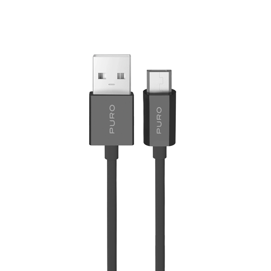 Picture of Puro 12W TPE USB-A - microUSB 2m Cable - Black