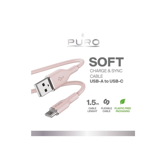 Изображение Puro Elektrik Puro Soft USB-A - USB-C Cable 1.5m - Pink