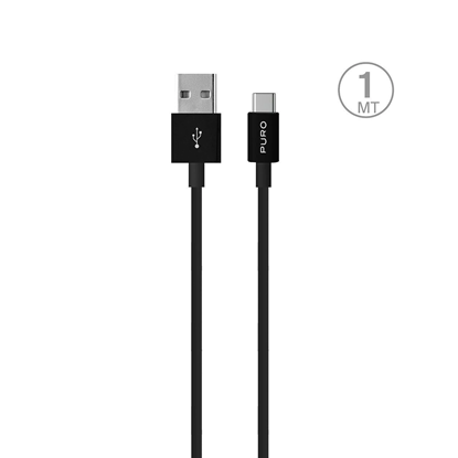 Picture of Puro White USB-A USB-C Cable 1m - Black