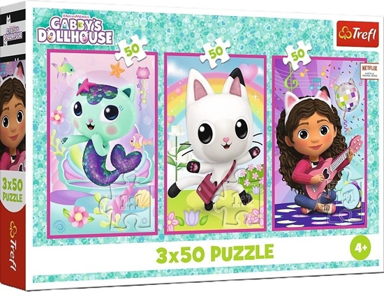 Изображение PUZZLE 3x50 Poznajcie Gabby i kotki 34876