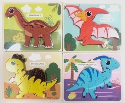 Attēls no Puzzle drewniane dinozaury