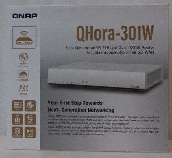 Изображение QNAP SALE OUT. QHora-301W WiFi 6 up to 3.5Gbps Speed AX optimized Quad-Core Processor 4x4 MU-MIMO & OFDMA 2* 10GbE (Multi-Gig) WAN/LAN adjus | Dual bandRouter | QHora-301W | 802.11ax | Ethernet LAN (RJ-45) ports 6 | Mesh Support Yes | MU-MiMO Yes | N