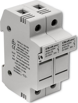 Изображение Qoltec Podstawa bezpiecznikowa + bezpiecznik DC | 2P | 1000V | 30A | 10x38 | solar