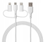 Изображение Qualo QRC-CA+M+L-00 Cable 3in1 USB-C - USB-A / microUSB + USB adapter / 1.5m / 60W / white