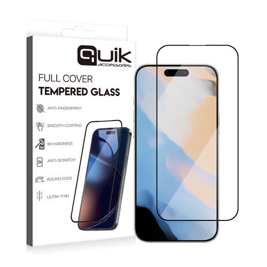 Изображение Quik Accessories Full Cover Tempered Glass for Apple iPhone 17
