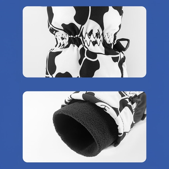 Picture of Qunature Qunature Panda Heat Transfer Ski Gloves Kids Size S - Black/White