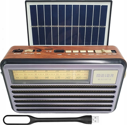 Attēls no Radio Vega RADIO PRZENONE LIWA RETRO Z PANELAM SOLARNYM, FM, BLUETOOTH, USB, SD, AUX, LAMPKA USB, LX521BTS>