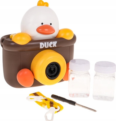 Изображение Ramiz Maszynka do Baniek Mydlanych w ksztacie Aparatu z Kaczuszk dla dzieci 3+ Pyny do baniek + Pasek na rami