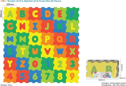 Изображение Ramiz Mata podogowa z 36 Puzzli dla dzieci 10m+ Wyjmowane cyfry litery + Pianka EVA + Jaskrawe kolory