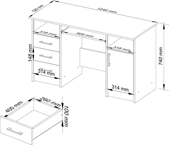 Picture of Raomasis stalas NORE Ana, 124 cm, baltas