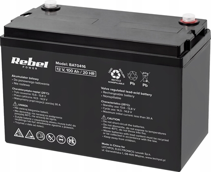 Изображение Rebel Akumulator elowy 12V 100Ah  Rebel