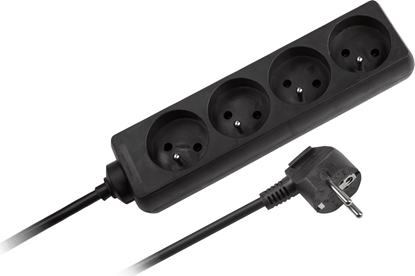 Изображение Rebel Electro Przeduacz sieciowy czarny 4 gniazda bez przecznika, kabel 5m (3x1,5mm) (URZ3060-5 B)
