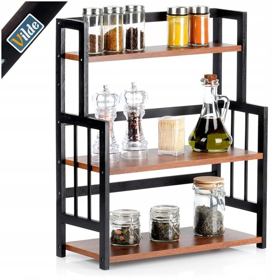 Picture of Rega Póka Kuchenna 3-Poziomowa Drewniana Solidna VILDE 41,5x18,5x50 cm