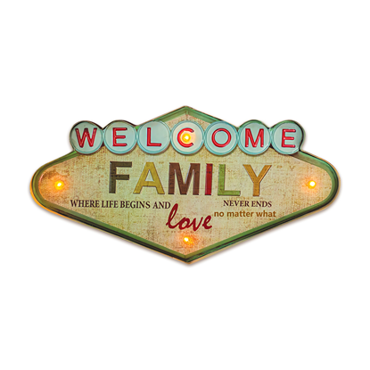 Picture of RETRO Metal Sign LED Welcome Family Forever Light