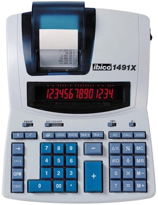 Picture of Rexel Ibico 1491X Professional Print Calculator White/Blue, 290 mm, 375 mm, 375 mm