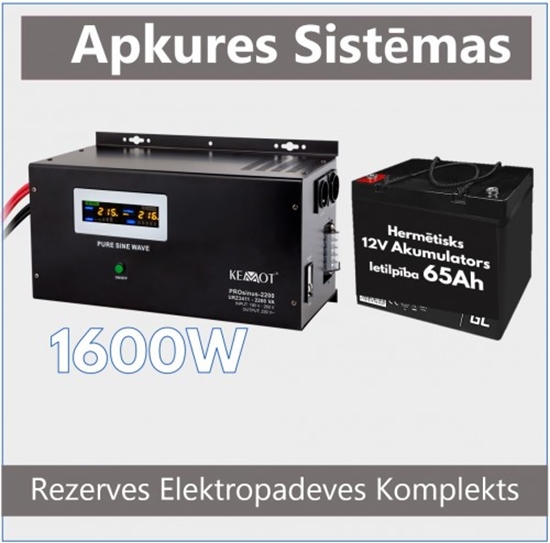 Изображение Rezerves Elektropadeves Komplekts Apkures Sistēmai 1600W + 12V 100Ah akumulators