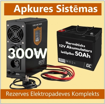Attēls no Rezerves Elektropadeves Komplekts Apkures Sistēmai 300W + 12V 50Ah akumulators