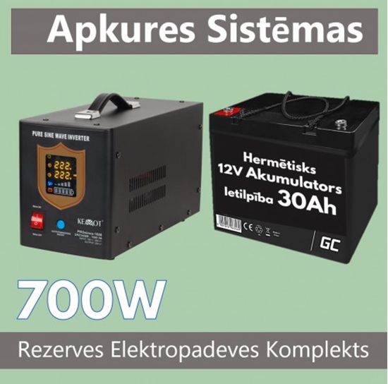 Изображение Rezerves Elektropadeves Komplekts Apkures Sistēmai 700W + 12V 30Ah akumulators