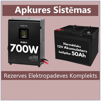 Attēls no Rezerves Elektropadeves Komplekts Apkures Sistēmai UPS 700W + 12V 50Ah akumulators