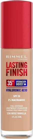 Picture of Rimmel  Lasting Finish 35H silnie nawilajcy i dugotrwale kryjcy podkad do twarzy z filtrem SPF20 150 Rose Vanilla 30ml