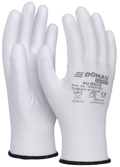 Изображение Rkawice Donau Safety PU White rozm.10 biae