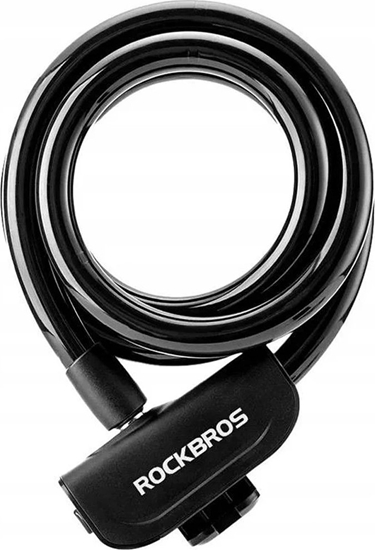 Изображение RockBros Zapicie rowerowe zamek na klucz lina 1.1m - czarne ROCKBROS