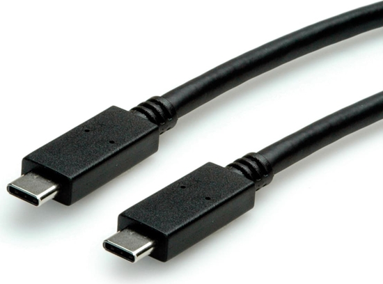 Picture of Roline Green USB 3.2 Gen 2 Cable, PD (Power Delivery) 20V5A, with Emark, C-C, M/M, black, 0.5 m
