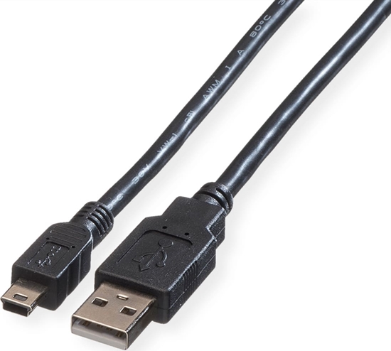 Изображение Roline USB 2.0 Cable, A - 5-Pin Mini, M/M, black, 3 m