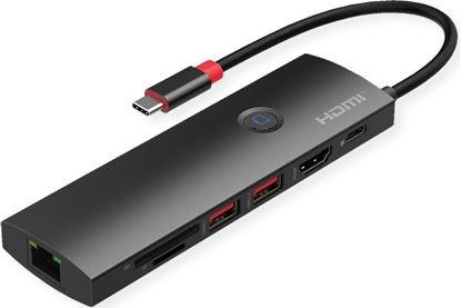 Picture of Roline USB 3.2 Gen 2 Type C Docking Station, 1x HDMI 4K60, 2x USB 3.2 Gen 2, 1x USB Type C PD (Power Delivery), 1x Gigabit Ethernet, 1x SD/microSD Card Reader