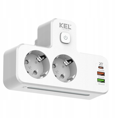 Picture of Rozganik podwójny z wcznikiem i lampk SCHUKO + USB R-270SWS/CA