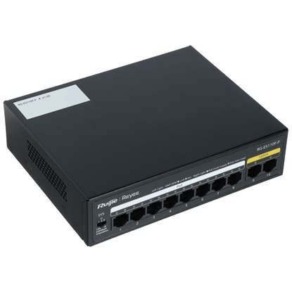 Picture of Ruijie Komutators Ruijie RG-ES110F-P 8-Port 10/100Mbps PoE+ 110W 2-Port 10/100Mbps Unmanaged