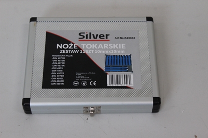 Attēls no SALE OUT. TURNING KNIVES IN A CASE 10x10mm / 11 pcs. SUITCASE /SILVER | Geko BROKEN LOCK, SCRATCHED PAINT