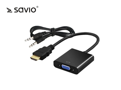 Attēls no Savio HDMI adapteris - D-Sub (VGA) + Jack 3,5 mm V