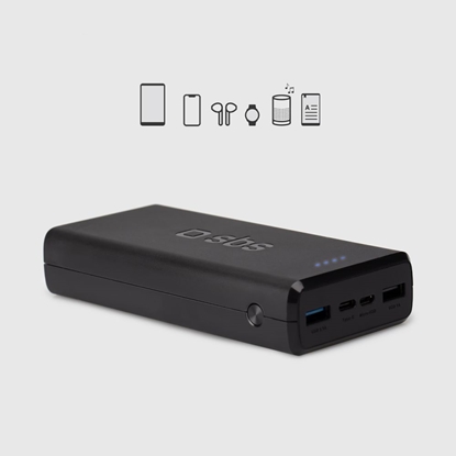 Picture of SBS Fast charge power bank: 20,000 mAh, 2 USBs Black