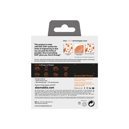 Picture of SBS SBS Active Camera Lens D3O Tempered Glass for iPhone 16 / 16 Plus