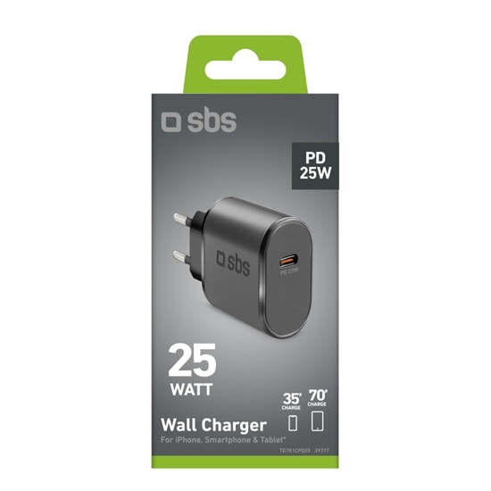 Изображение SBS SBS TETR1CPD25 25W USB-C Wall Charger with Power Delivery - Black