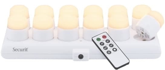 Picture of Securit® AMSTERDAM LED Fyrfadslys 12 stk. + ladest., hvidt lys