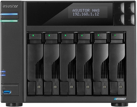 Picture of Serwer plików Asustor LOCKERSTOR 6 AS6706T 6-bay, Intel Celeron N5105 Czterordzeniowy 2.0GHz, 16GB RAM DDR4. 4x M.2 PCIe (NVMe), 2x 2.5 GbE. 2x USB 3.2. HDMI 2.0b, 1x PCIe