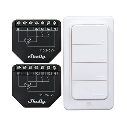 Attēls no Shelly Set of 2 Blind/curtain WiFi controllers Shutter + BLU RC Button 4