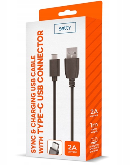 Picture of Kabel USB Setty USB-A - USB-C 1 m Czarny (5900495842824)
