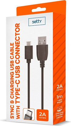 Picture of Setty Cable USB-A - USB-C / 1m / 2A / black