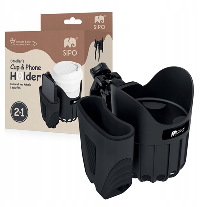 Attēls no SIPO-SCA-03 UCHWYT NA KUBEK I TELEFON,2W1,CZARNY