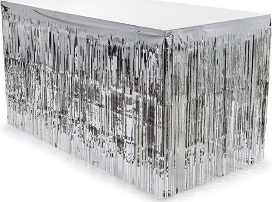 Изображение Skirting foliowy z frdzlami srebrny 300x80cm