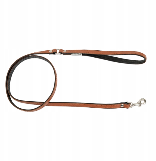 Picture of Smycz skrzana dla psa, koniak/czarny, M-L, 20mm/120cm